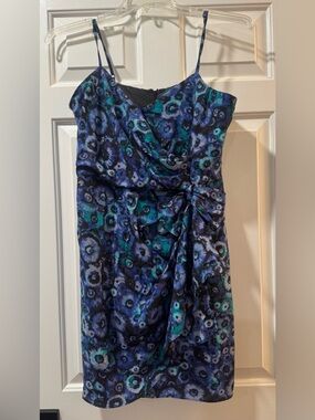 LC Lauren Conrad Blue Teal Floral  Cocktail Dress